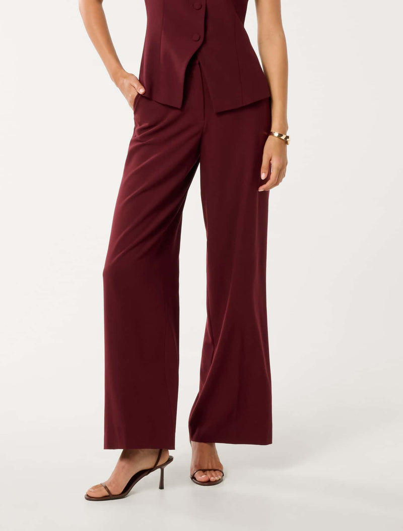 Hadley Wide Leg Pants Oxblood Red Suit Forever New