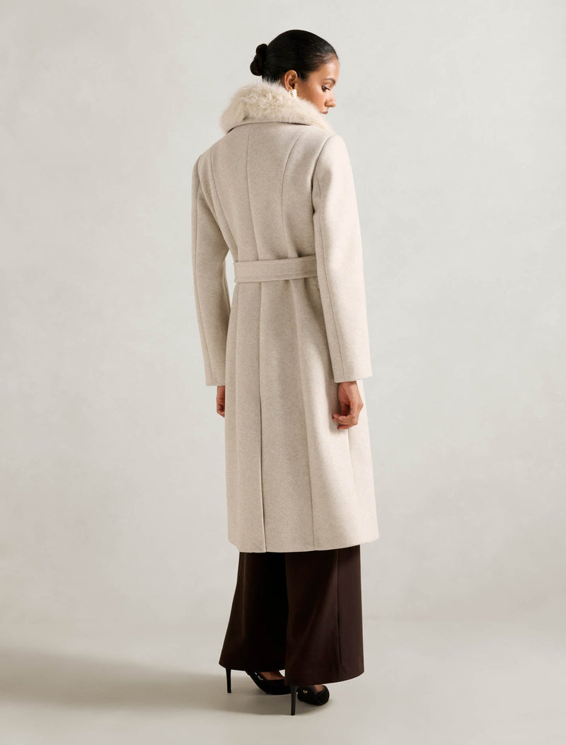 Chelsea Petite Double Breasted Fur Collar Coat Forever New