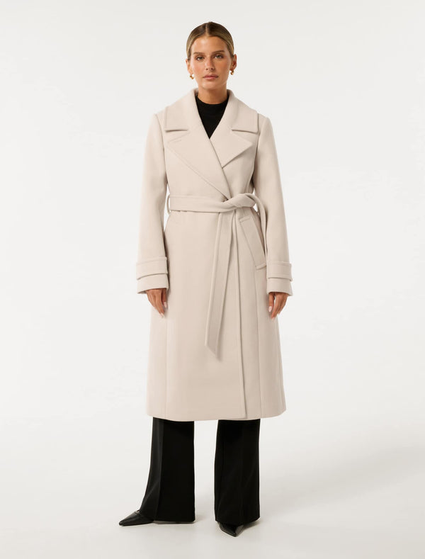 Sadie Petite Belted Coat Winter White Forever New
