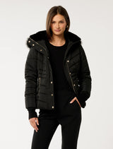 Gina Short Puffa Jacket Black Forever New
