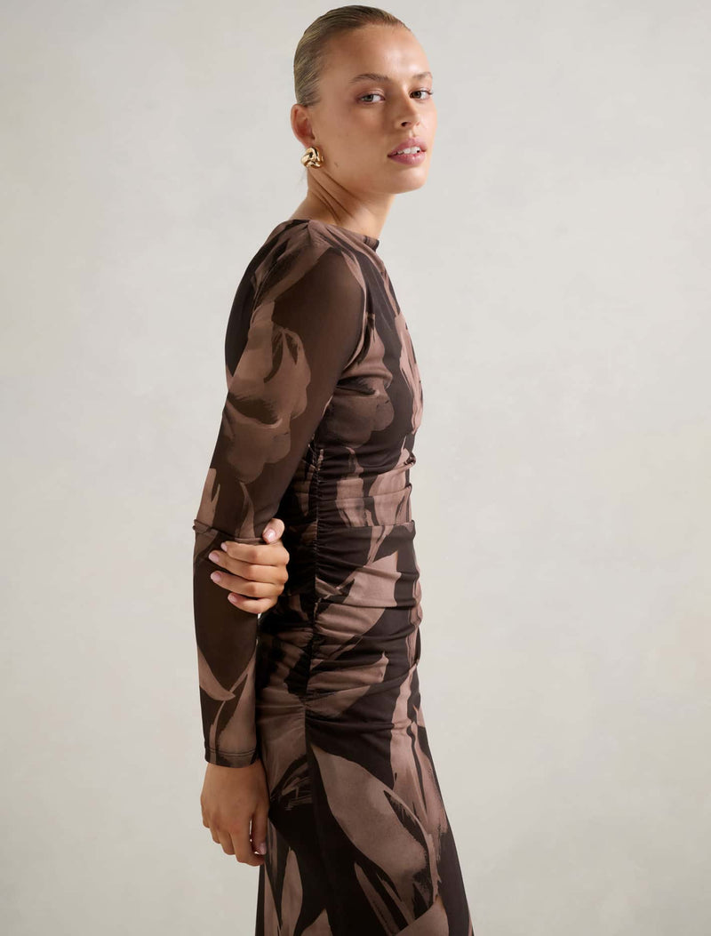 Alannah Mesh Long Sleeve Midi Dress Floral | Forever New Alannah Mesh Long Sleeve Midi Dress Floral | Forever New