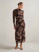 Alannah Mesh Long Sleeve Midi Dress