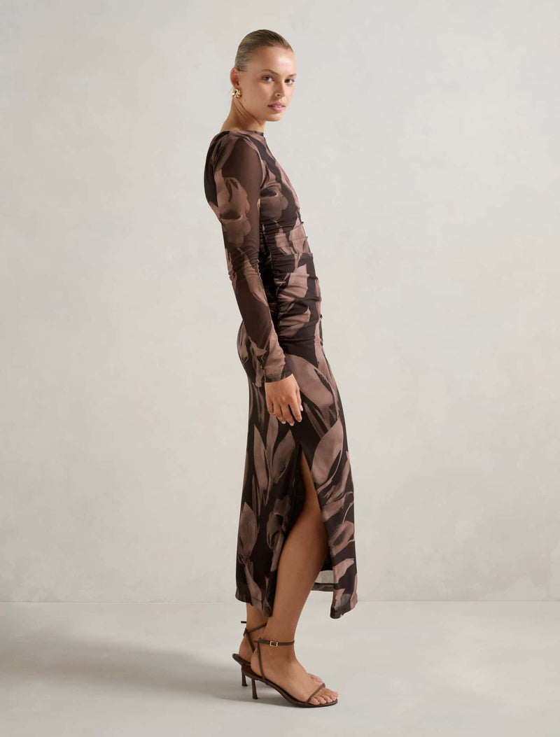 Alannah Mesh Long Sleeve Midi Dress Forever New