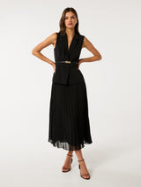 Lana Pleated Vest Maxi Dress Black Forever New