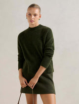 Danica Wool Mini Skirt Khaki Green Forever New