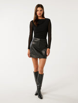 Gemma Vegan Leather Mini Skirt Forever New