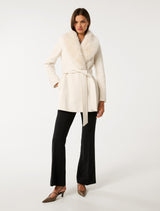 Rocky Fur Collar Wrap Coat Forever New