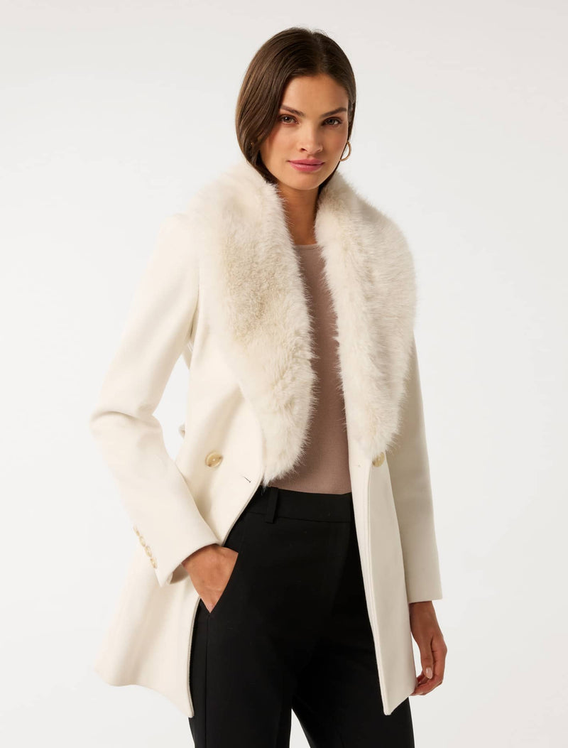 Rocky Fur Collar Wrap Coat Forever New