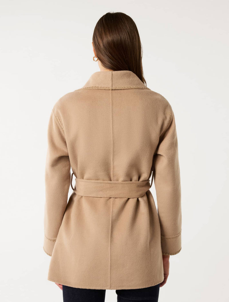 Cami Stitch Detail Felled Coat Forever New