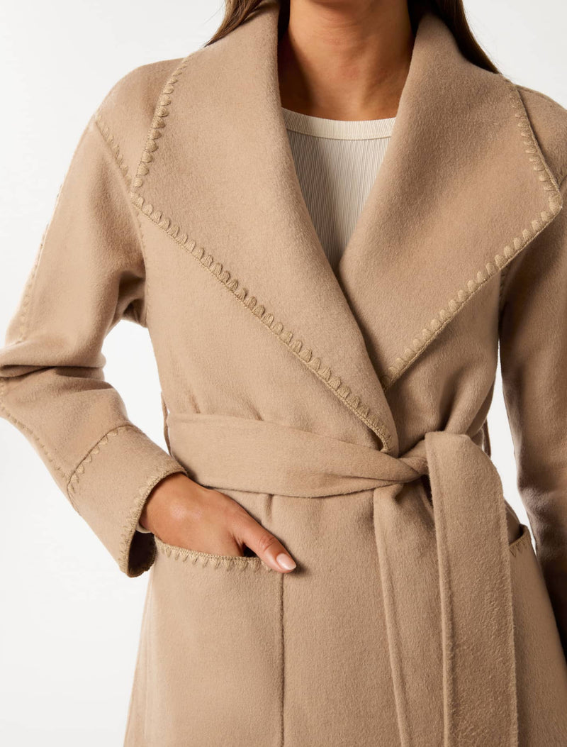Cami Stitch Detail Felled Coat Forever New