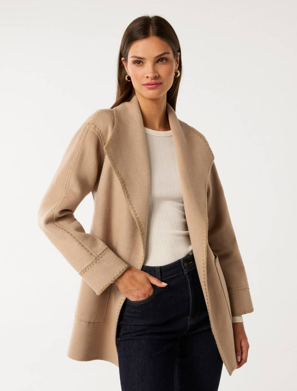 Cami Stitch Detail Felled Coat Forever New