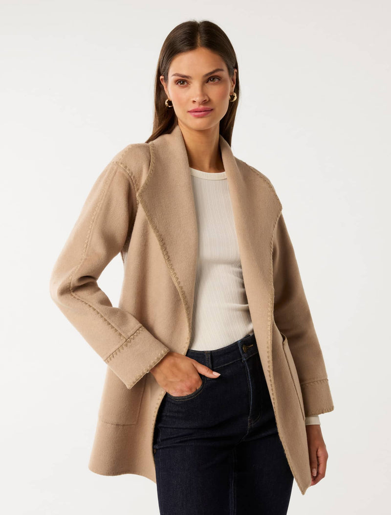Cami Stitch Detail Felled Coat Forever New
