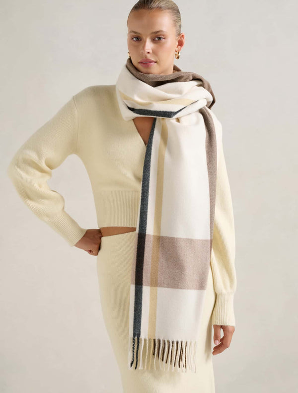 Ruby Pleated Check Scarf 0 Brown Check Forever New