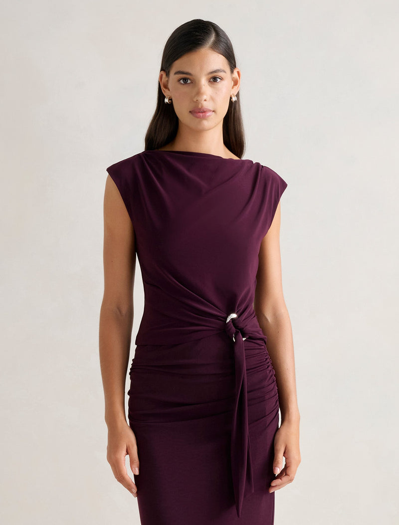 Jazelle Hardware Drape Detail Top Plum Co-Ord Forever New
