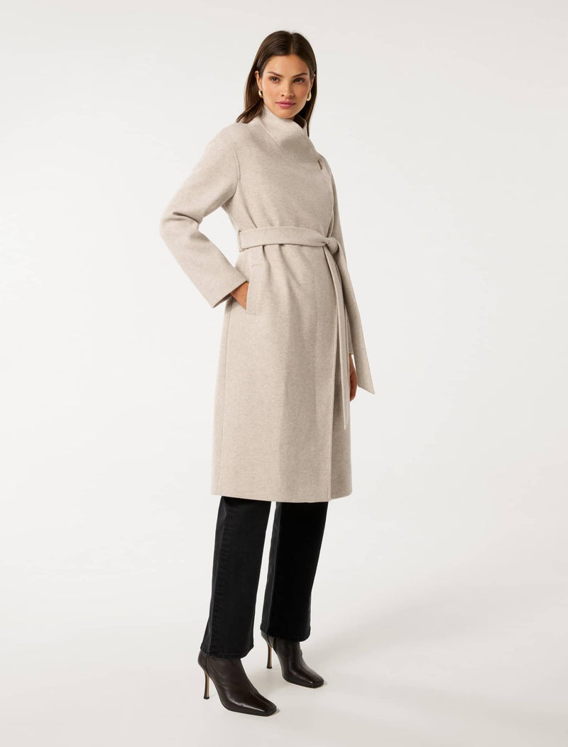Lola Funnel Neck Wrap Coat Forever New