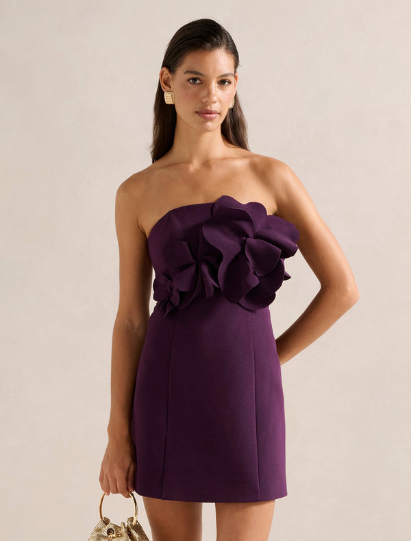 Tessa Flower Mini Dress Purple Dusk Forever New