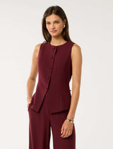 Toni High Neck Waistcoat Oxblood Red Suit Forever New