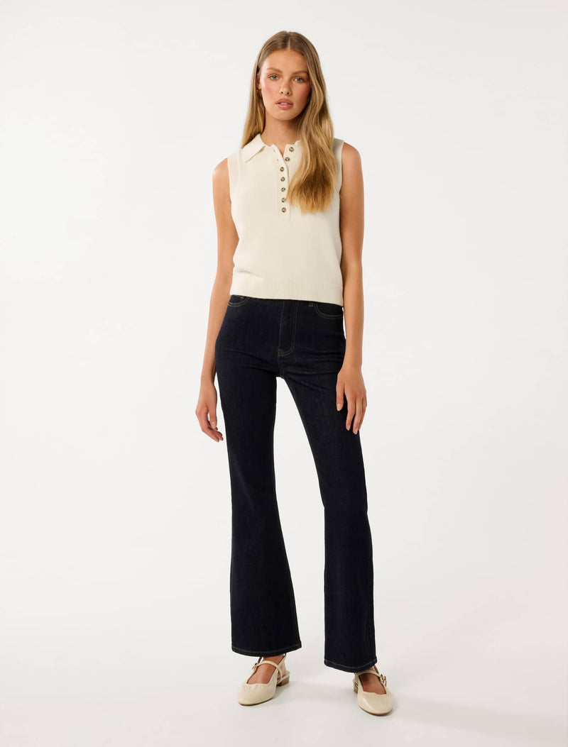 Ashlyn Button Collar Tabard Sweater Forever New