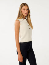 Ashlyn Button Collar Tabard Sweater Forever New
