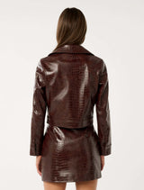 Aurelia Croc Faux Leather Jacket Forever New