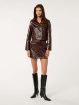 Aurelia Croc Faux Leather Jacket Forever New