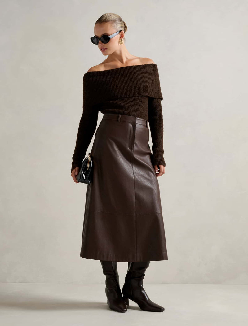 Jaelyn Vegan Leather Maxi Skirt Forever New