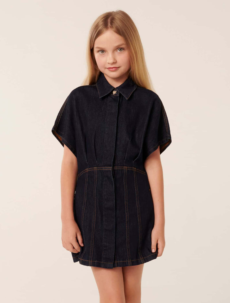 tween denim dress Embroidered Denim Mini Dress - Tween - Light Blue Denim