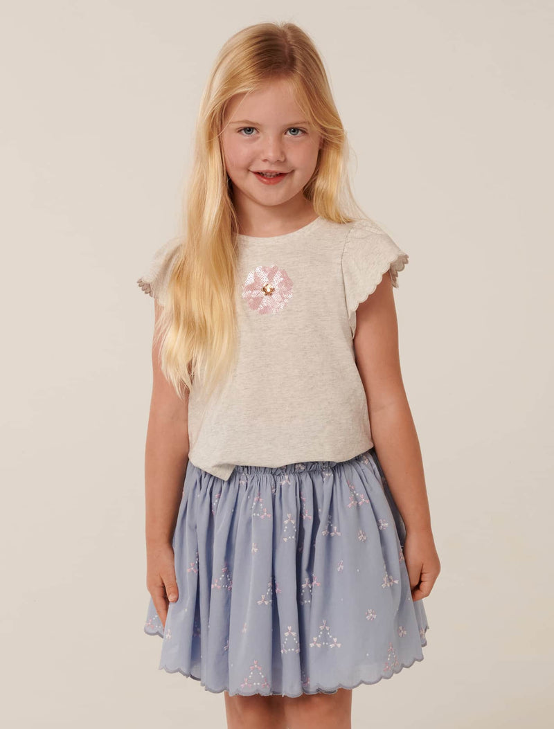 Edith Girls Scallop Embroidery Skirt Geo Embroidery Forever New