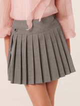 Alberta Teen Pleat Mini Skirt Mocha Check Forever New