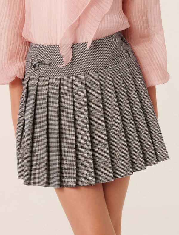 Alberta Teen Pleat Mini Skirt Mocha Check Forever New