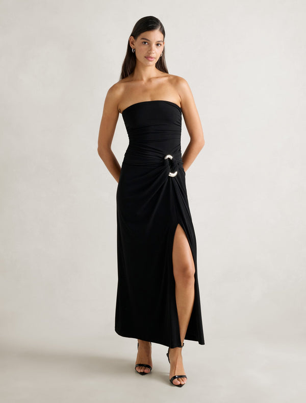 Keely Strapless Jersey Maxi Dress Black Forever New