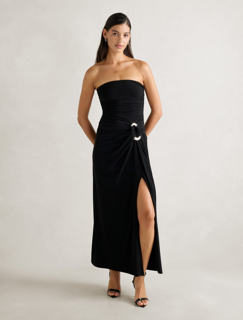 Keely Strapless Jersey Maxi Dress Black Forever New