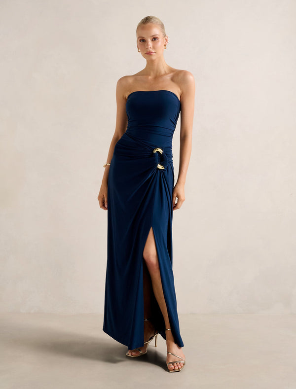 Keely Strapless Jersey Maxi Dress Evening Navy Forever New
