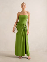 Keely Strapless Jersey Maxi Dress Zesty Green Forever New