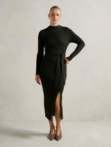 Kiara Button Detail Midi Dress Green Forever New