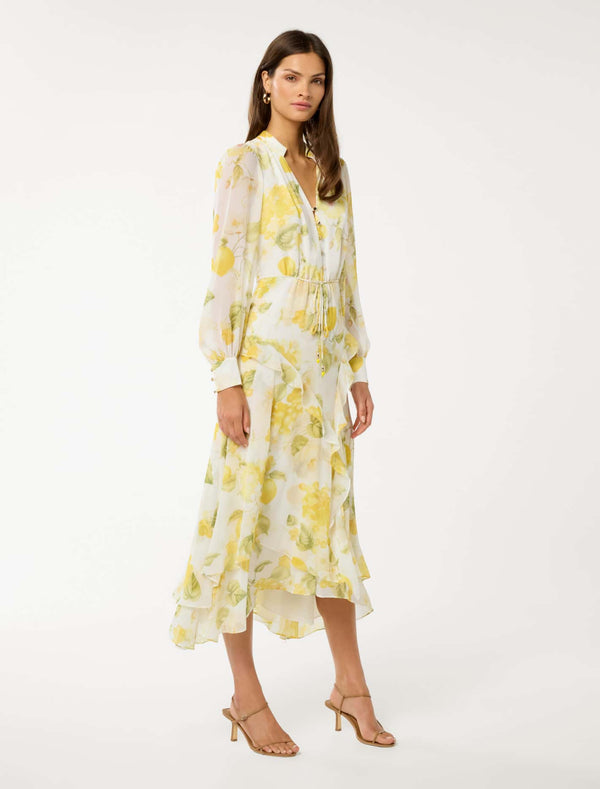 Sutton Ruffle Hem Midi Dress Forever New