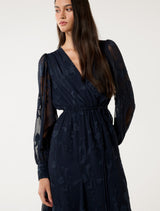 Solange Long Sleeve Burnout Midi Dress Forever New