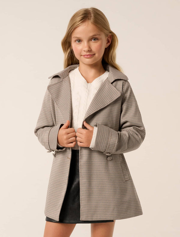 Paris Teen Trench Coat Mocha Mini Check Forever New
