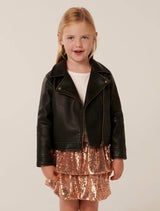 Dominique Girls Biker Jacket Onyx Black Forever New