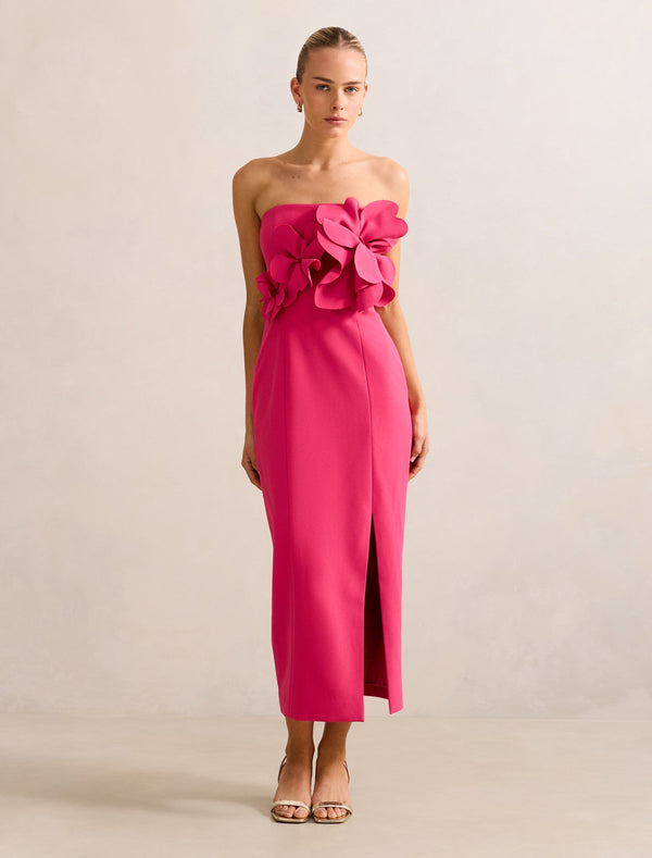 Tessa Flower Midi Dress Fuchsia Forever New