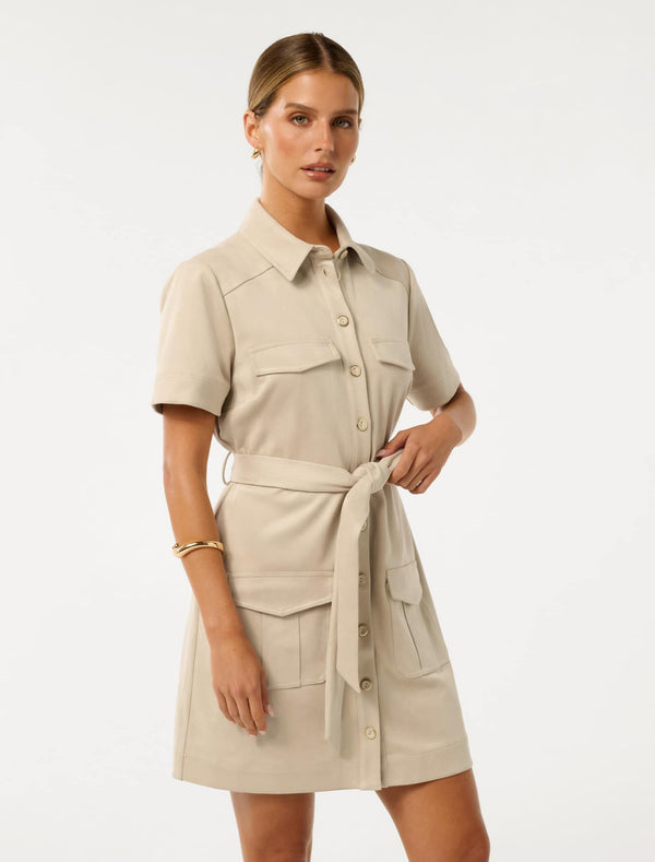 Jupiter Petite Utility Suede Mini Dress Forever New