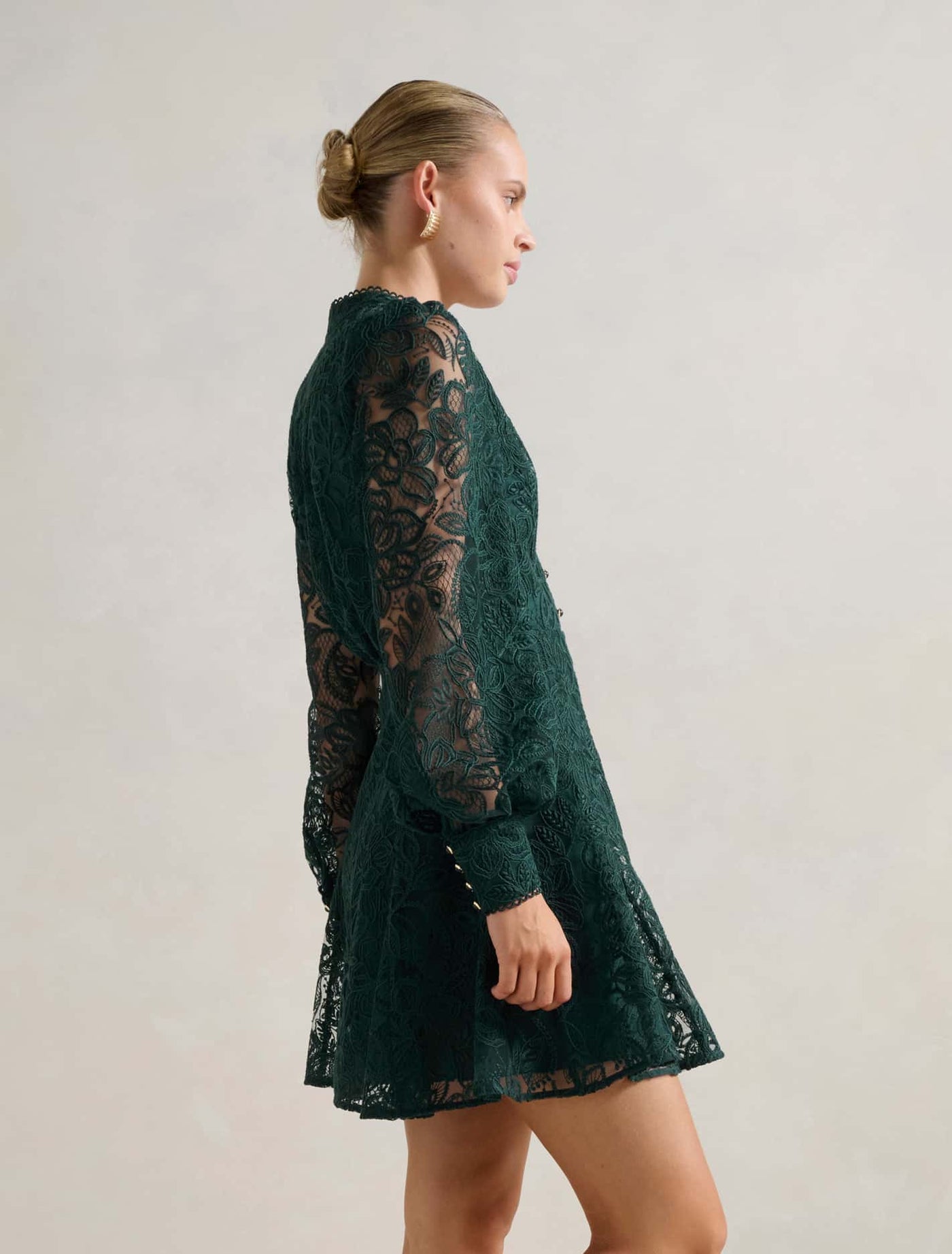 Portia Lace Skater Mini Dress Green | Forever New Portia Lace Skater Mini Dress Green | Forever New