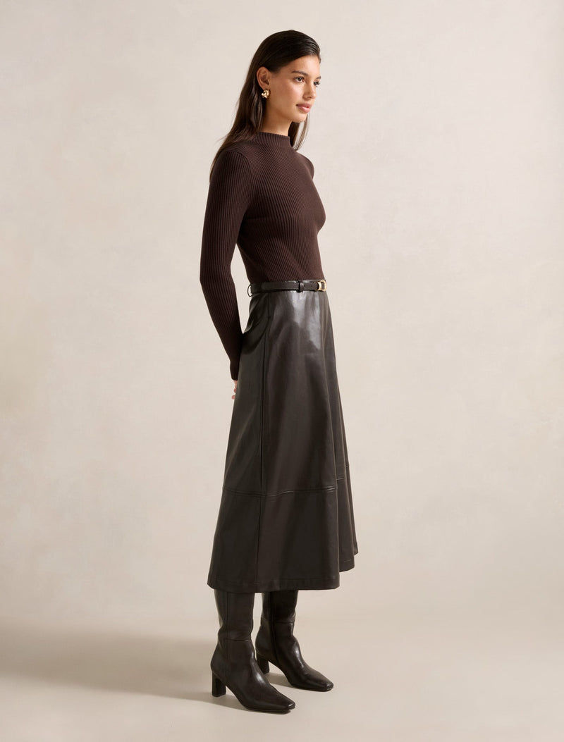 Brooklyn PU A Line Midi Dress Forever New