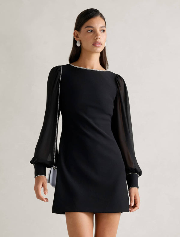 Indie Embellished Mini Dress Black Forever New
