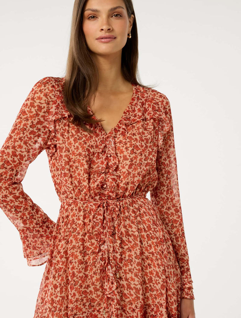 Piper Ruffle Long Sleeve Mini Dress Forever New