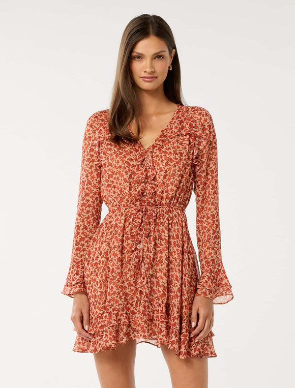 Piper Ruffle Long Sleeve Mini Dress Wilmont Ditsy Forever New