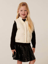Raya Girls Beaded Puffer Vest Daisy Cream Forever New