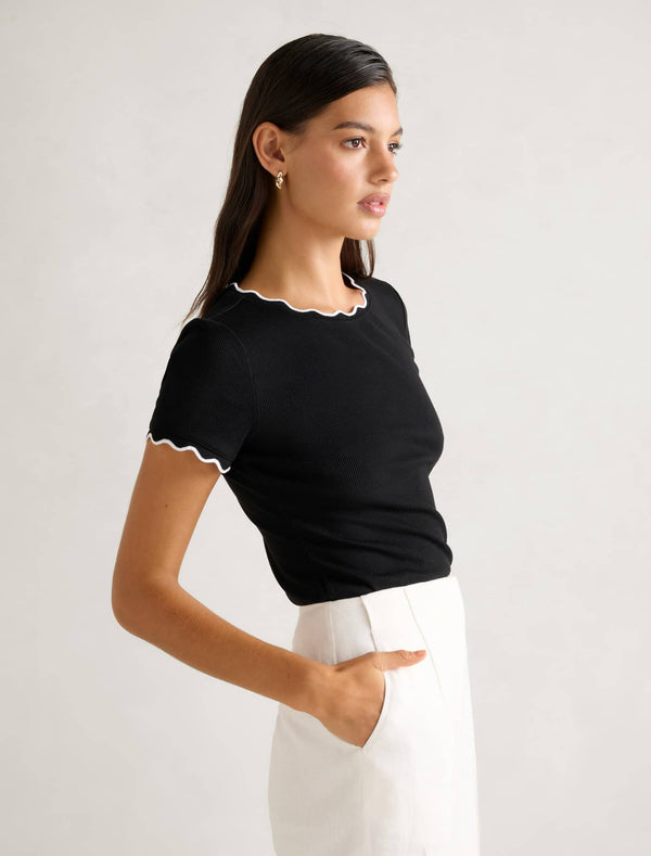 Rebecca Scallop Trim T-Shirt Forever New