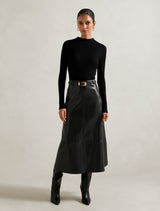 Brooklyn Petite PU Midi Dress Black Forever New