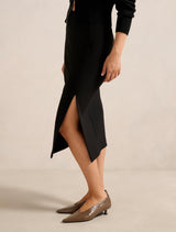 Lacey Crepe Split Midi Skirt Forever New